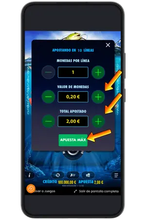 Configuración de la apuesta antes de jugar